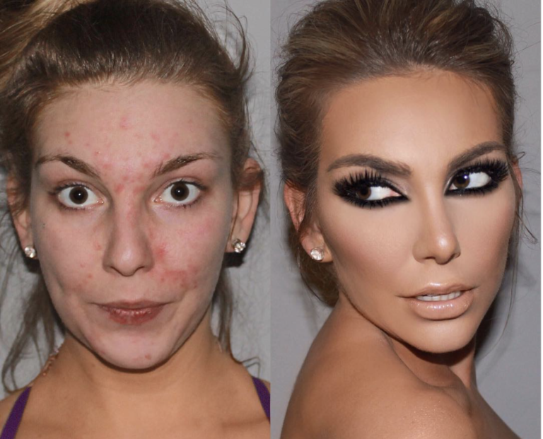 Meisjes delen hun vóór en ná make-up foto’s. Sommigen zijn moeilijk te…