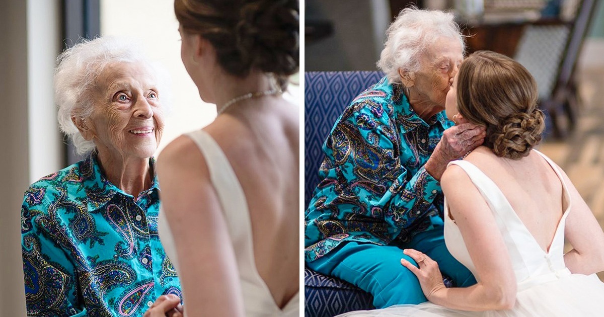 Bruid brengt stiekem een trouwjurk naar haar zieke oma om nog een laatste moment samen te delen