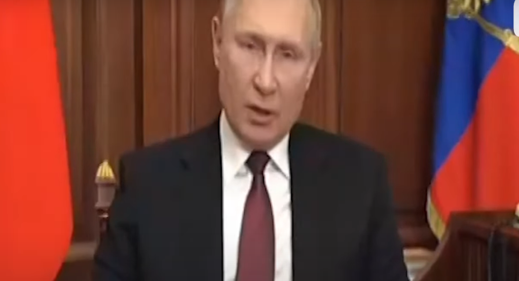 Poetin tijdens zijn toespraak