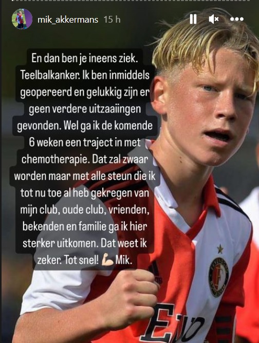 Vreselijk: Feyenoord-talent ernstig ziek