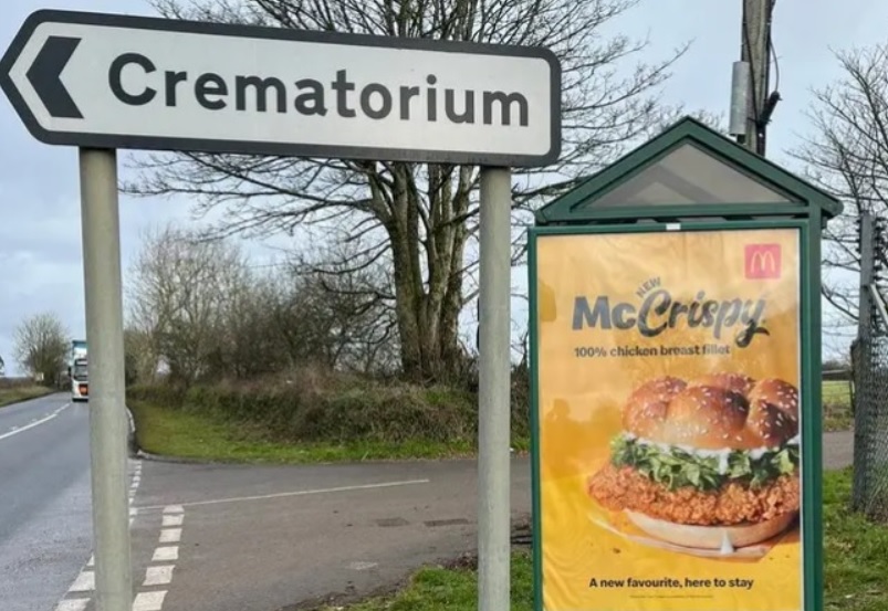 McDonald's plaatst lugubere advertentie, pal naast crematorium