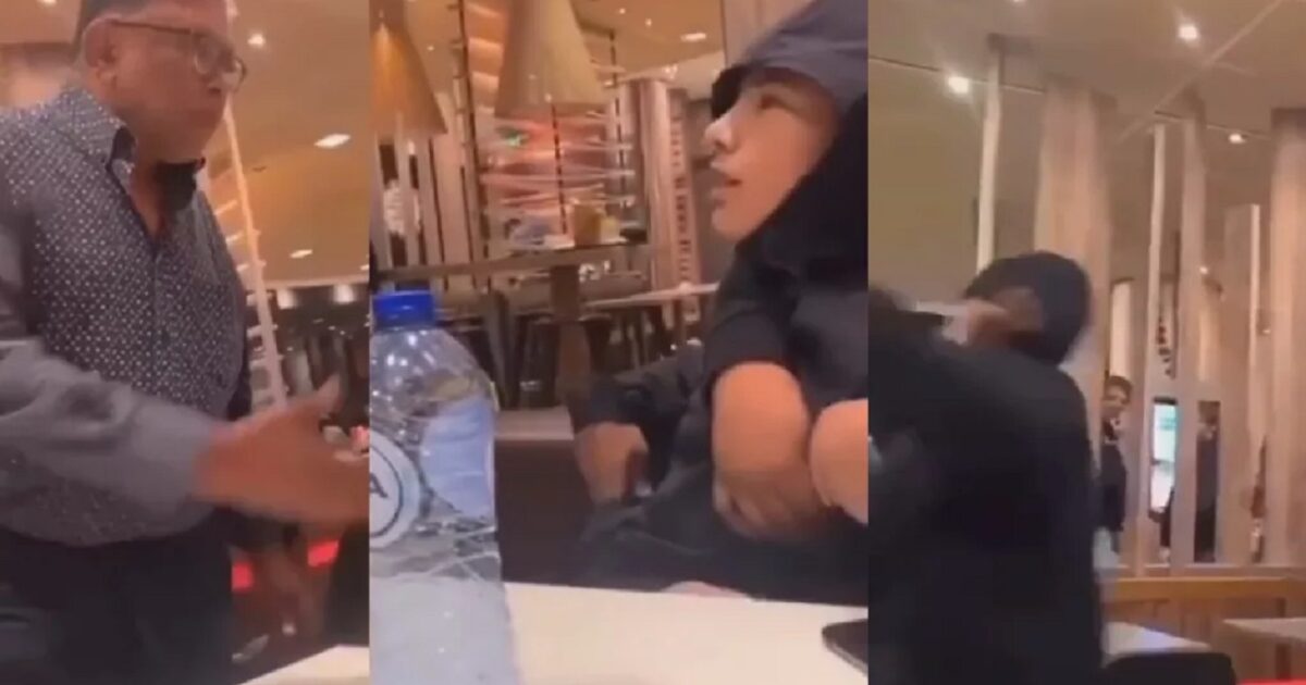 Lichtgetinte kneus mept oude man in elkaar in McDonald's (video)